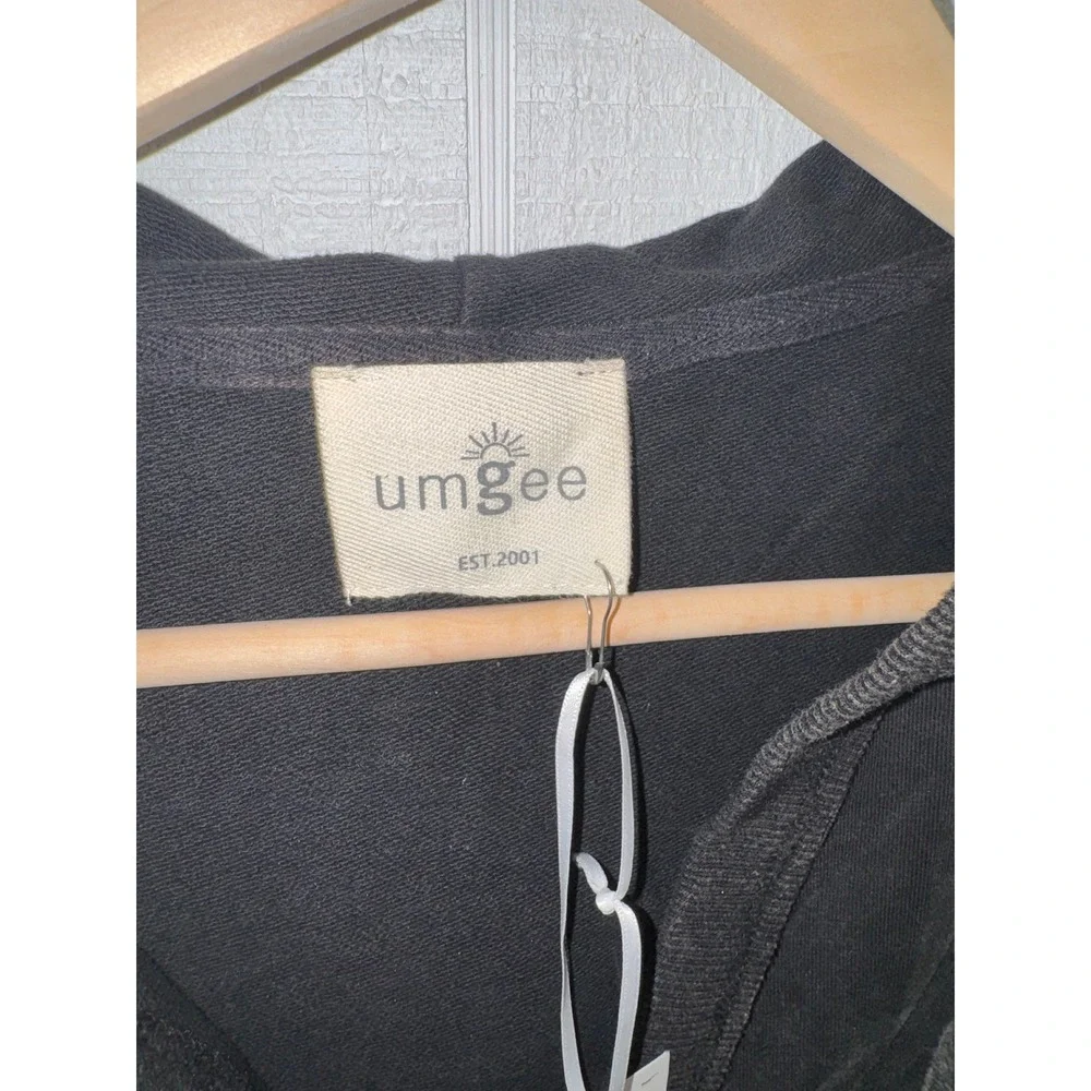 Umgee Hoodie Dress Womens Charcoal Gray Mineral Wash Ribbed Knit Mini S/M - Picture 6 of 7